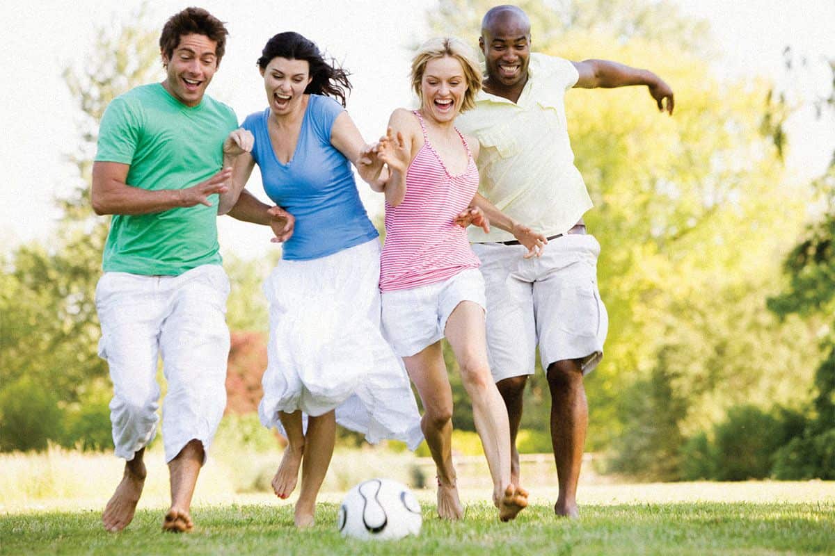 People play soccer